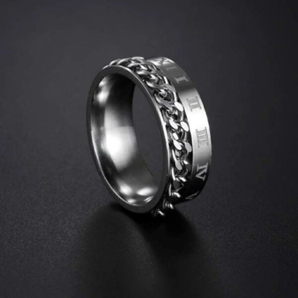 SILVER STAINLESS STEEL BRAIDED RING